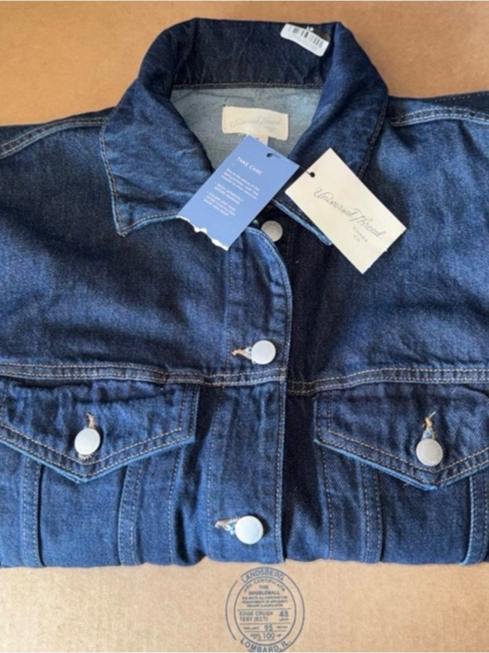 Universal Thread Navy Drawstring Denim Jacket - Picture 5 of 6